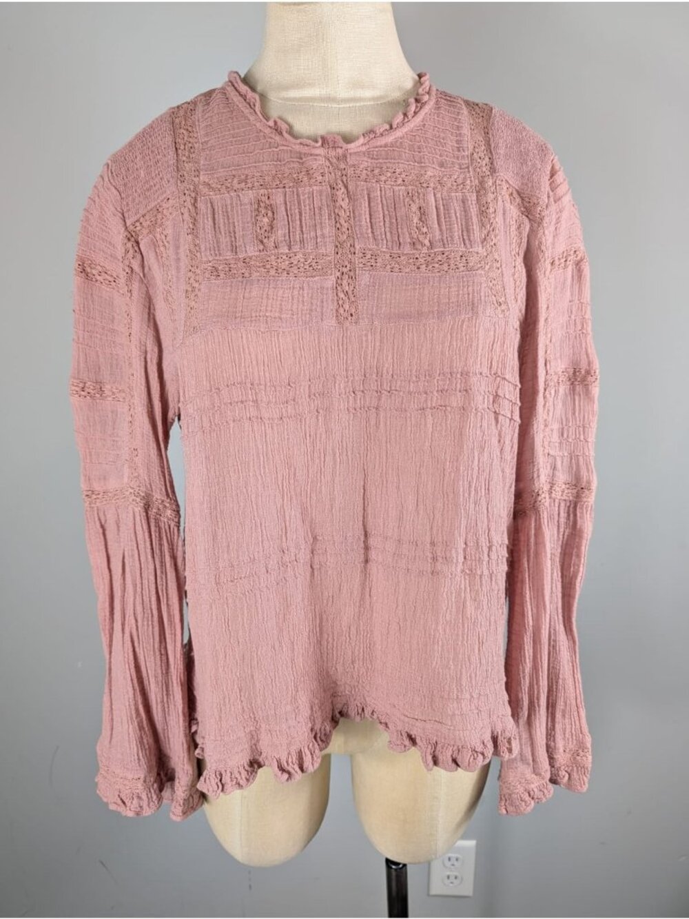Free people Olivia eyelet lace pink top women's size M